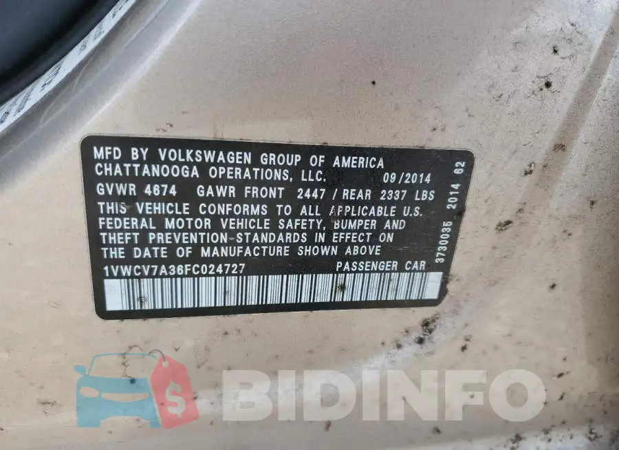 1VWCV7A36FC024727 Photo# 12