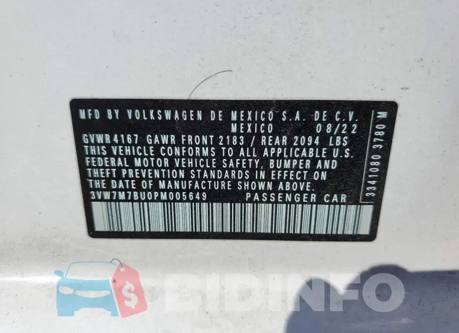 3VW7M7BU0PM005649 Photo# 12