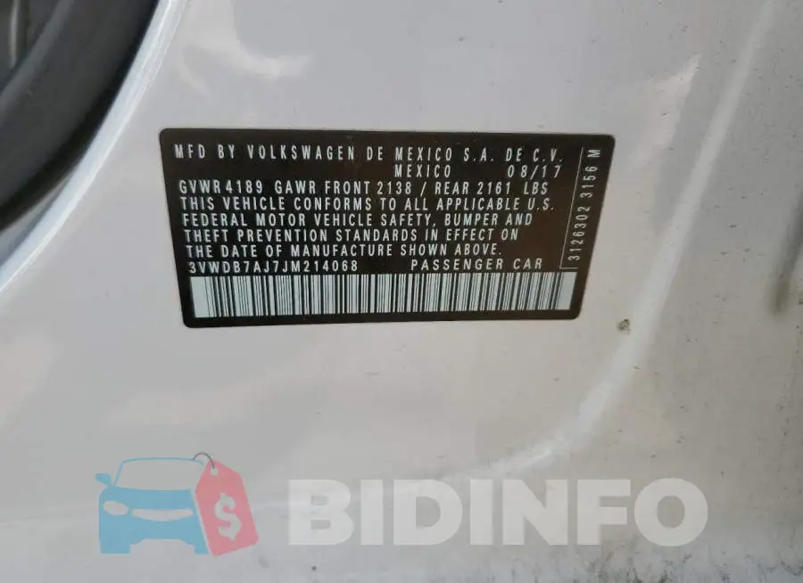 3VWDB7AJ7JM214068 Photo# 13
