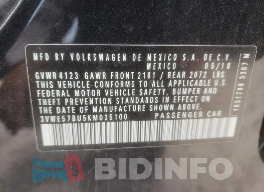 3VWE57BU5KM035100 Photo# 12