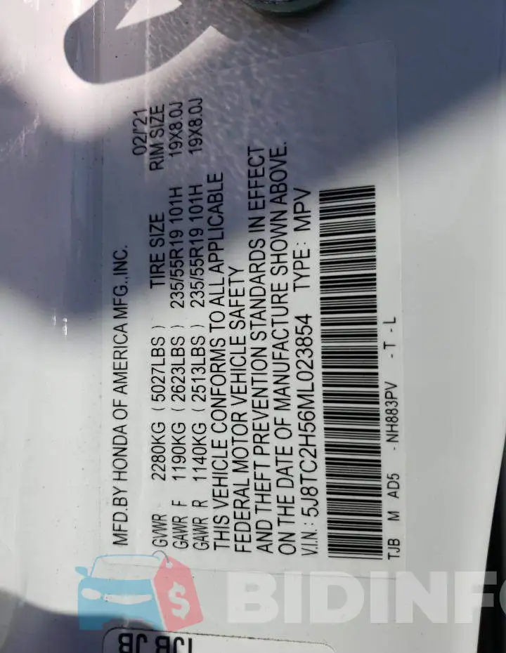 5J8TC2H56ML023854 Photo# 13