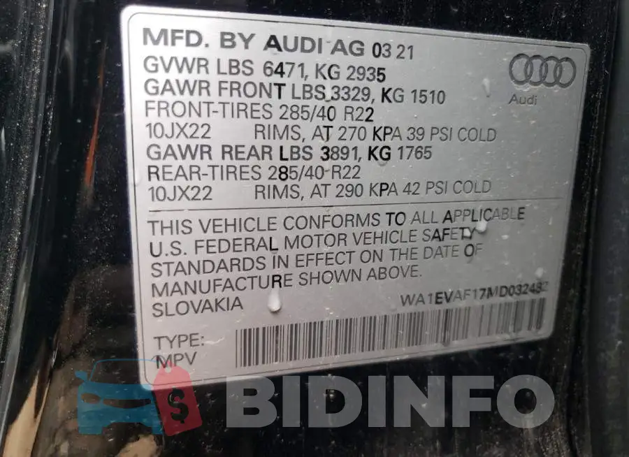 WA1EVAF17MD032482 Photo# 13