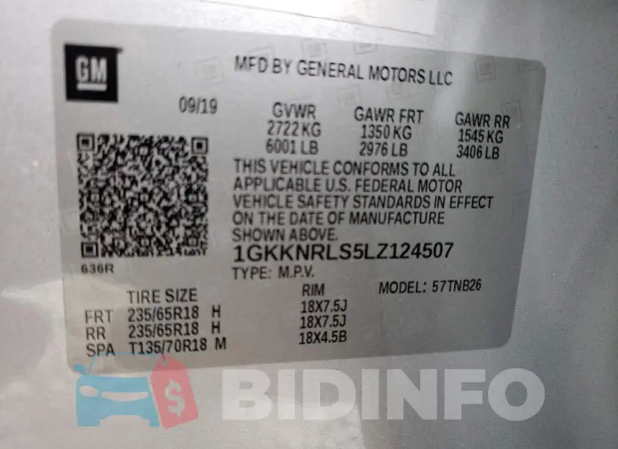 1GKKNRLS5LZ124507 Photo# 13