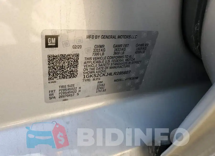 1GKS2CKJ4LR285607 Photo# 13