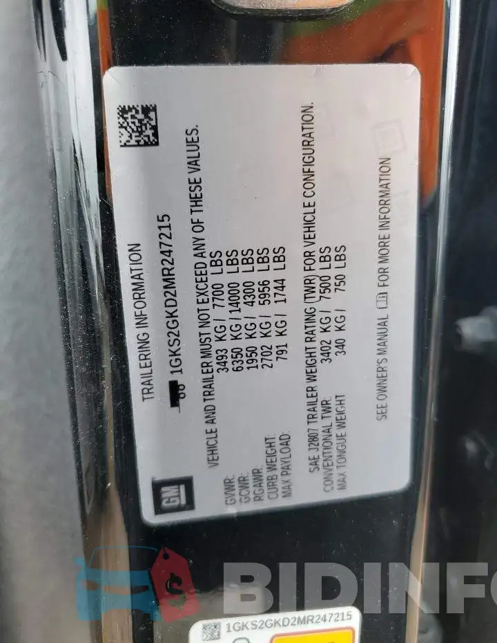 1GKS2GKD2MR247215 Photo# 13