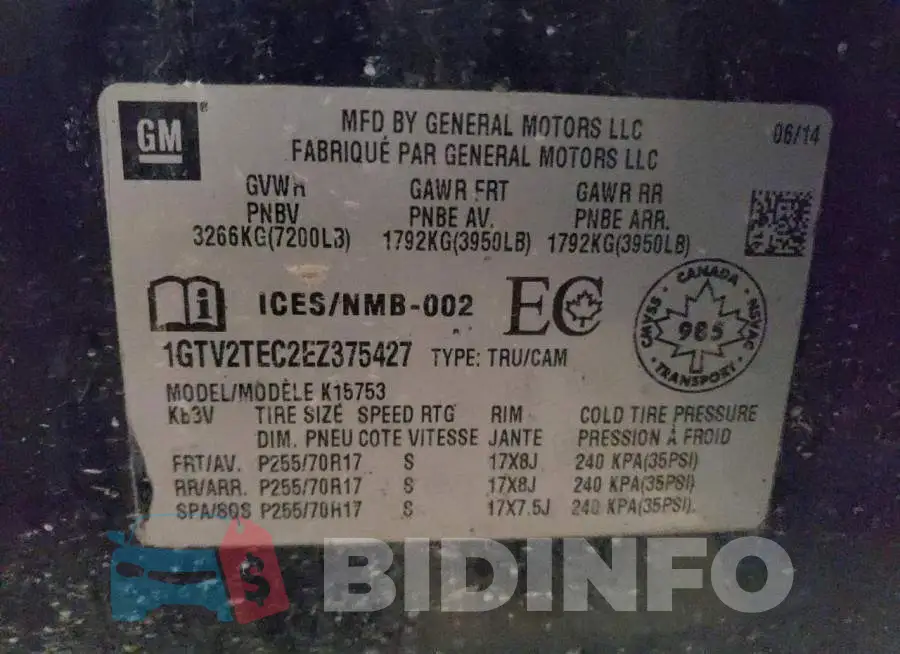 1GTV2TEC2EZ375427 Photo# 12