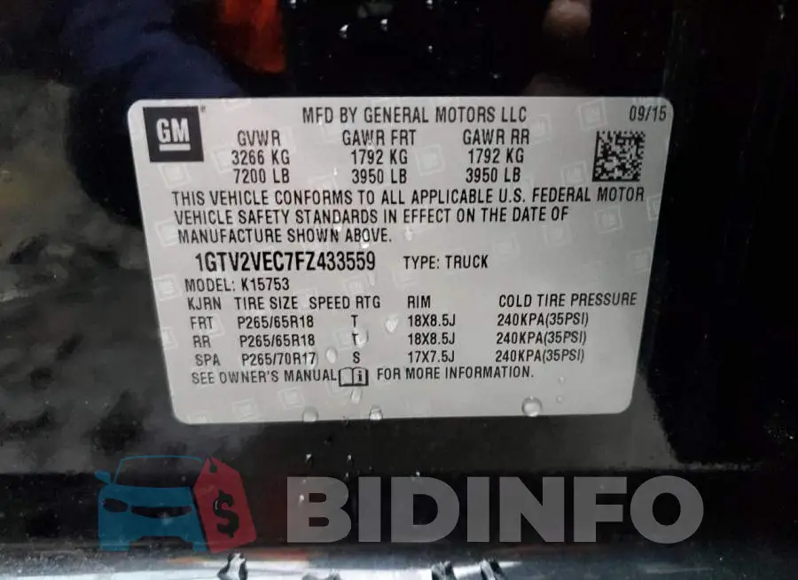 1GTV2VEC7FZ433559 Photo# 12