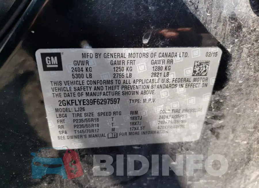 2GKFLYE39F6297597 Photo# 13