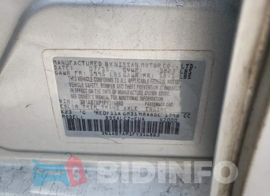 3N1AB7AP1FY316883 Photo# 12