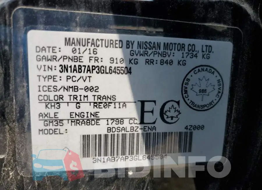 3N1AB7AP3GL645504 Photo# 12