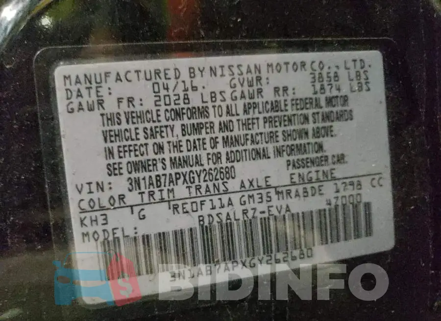 3N1AB7APXGY262680 Photo# 12