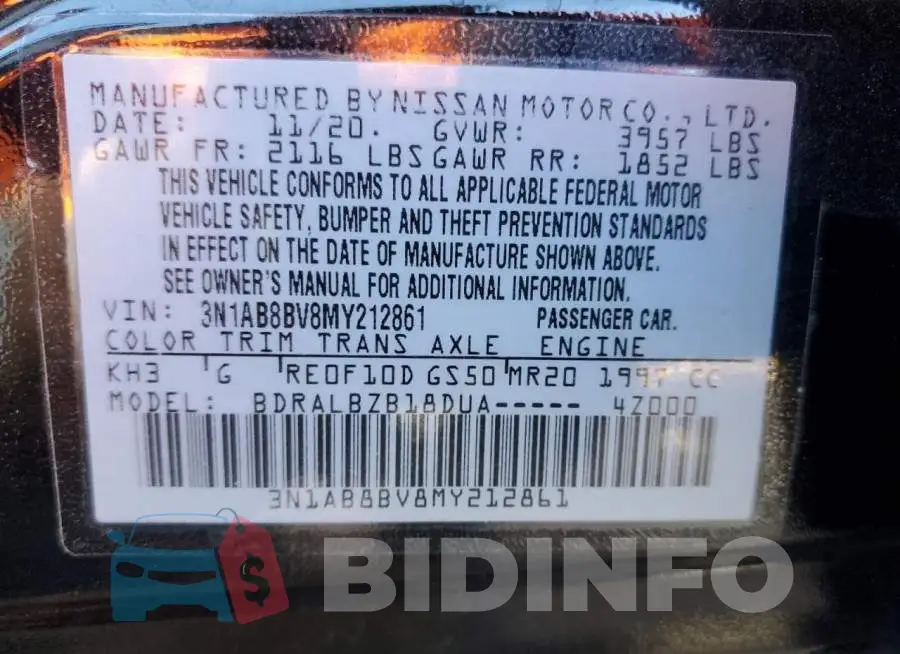 3N1AB8BV8MY212861 Photo# 13