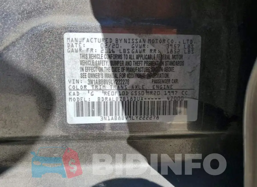 3N1AB8BV9LY222278 Photo# 10