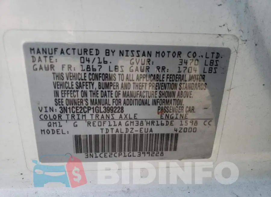 3N1CE2CP1GL399228 Photo# 12