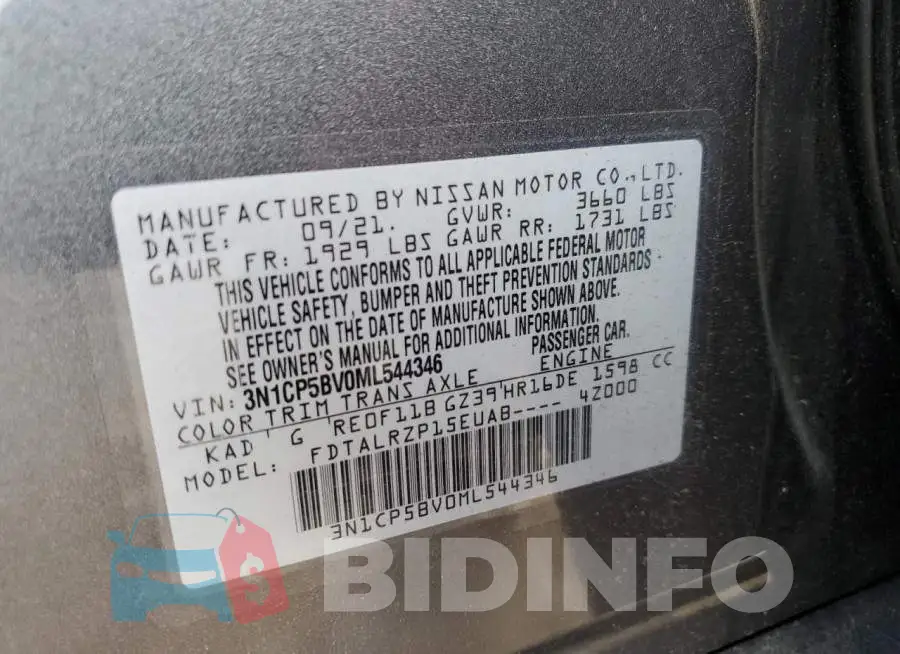 3N1CP5BV0ML544346 Photo# 12
