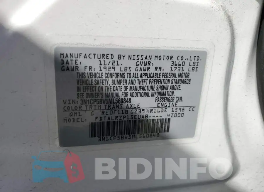 3N1CP5BV5ML560848 Photo# 12