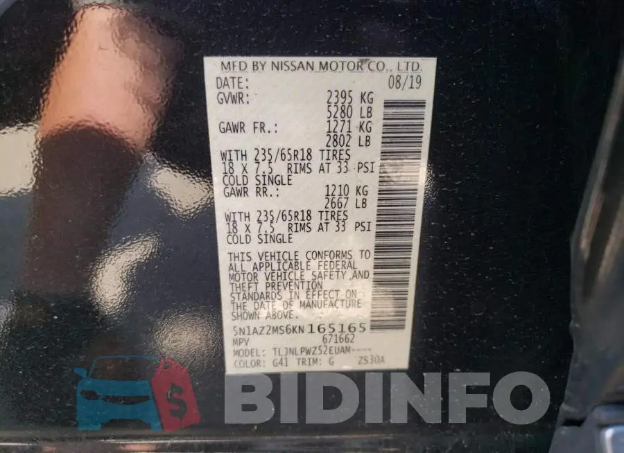 5N1AZ2MS6KN165165 Photo# 12