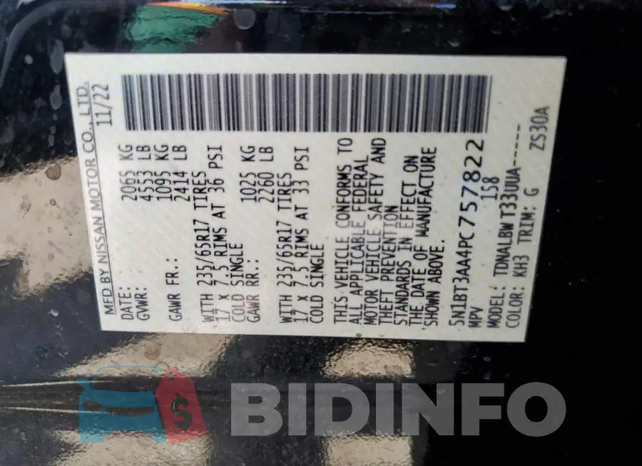5N1BT3AA4PC757822 Photo# 12