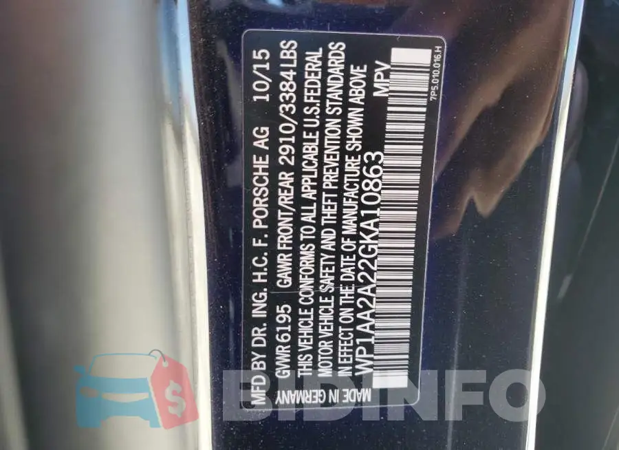 WP1AA2A22GKA10863 Photo# 12
