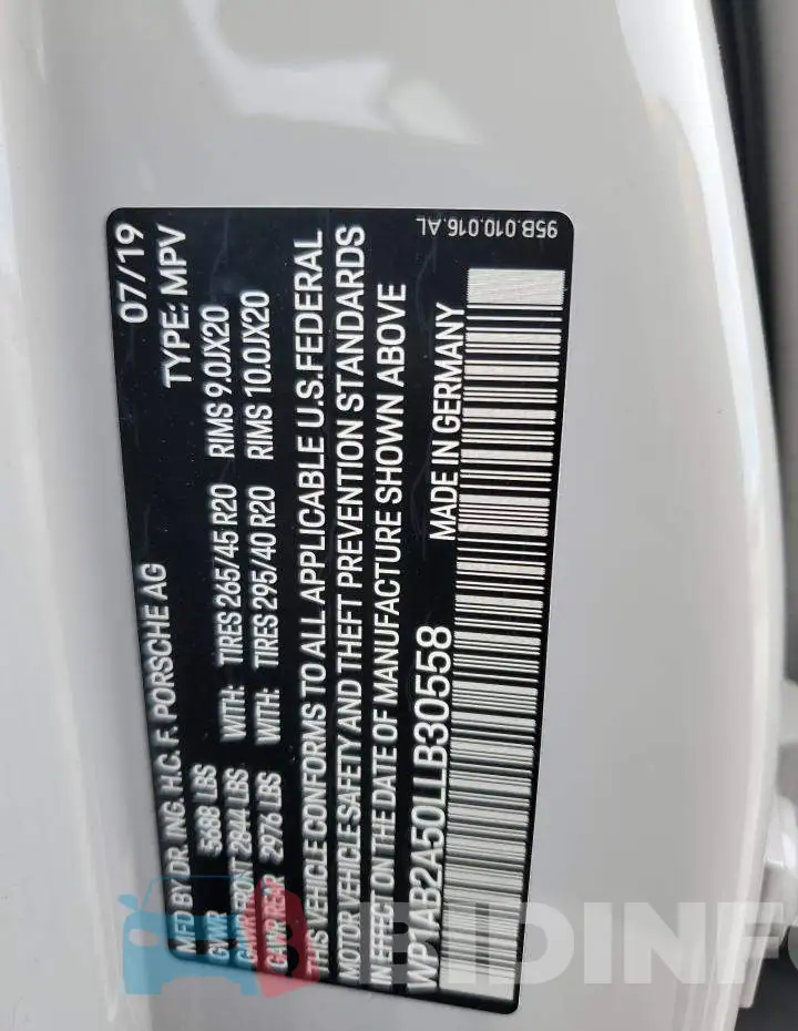 WP1AB2A50LLB30558 Photo# 13
