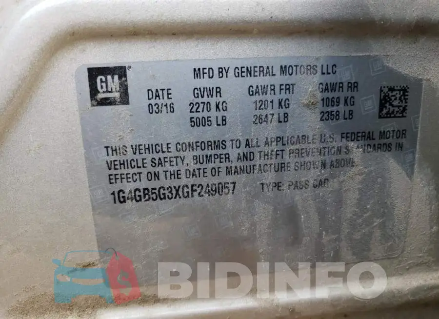 1G4GB5G3XGF249057 Photo# 12