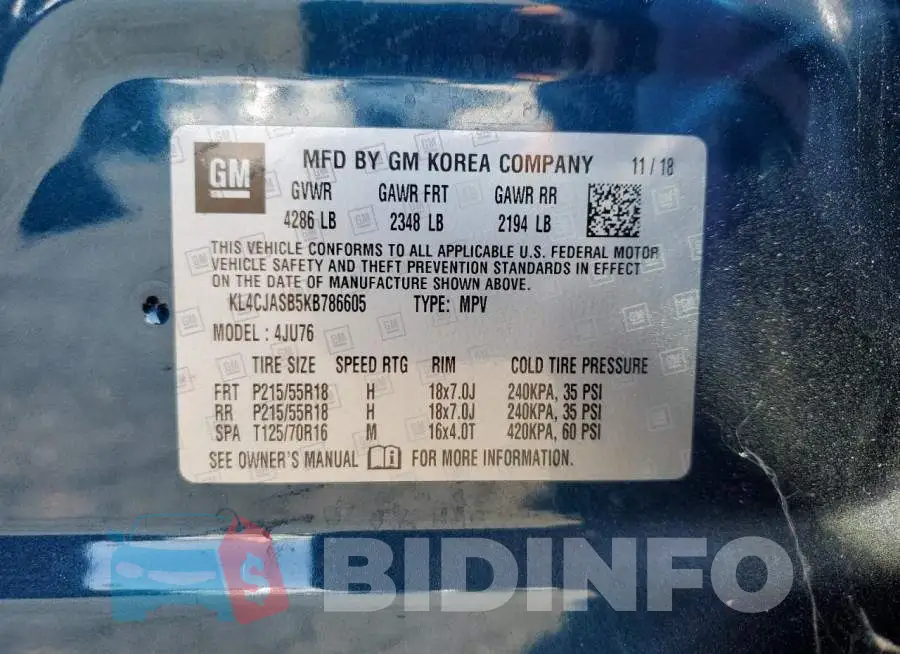 KL4CJASB5KB786605 Photo# 12
