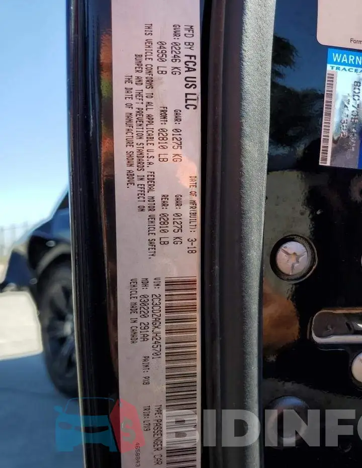 2C3CDZAGXJH245701 Photo# 13