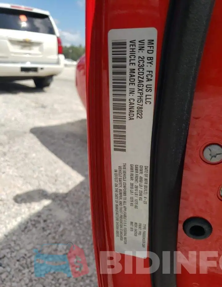 2C3CDZAGXPH578022 Photo# 13
