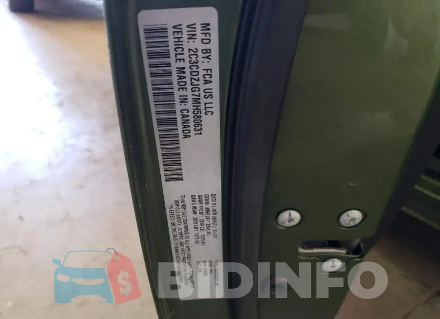2C3CDZJG7MH580631 Photo# 12