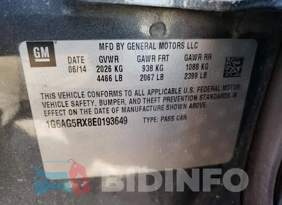1G6AG5RX8E0193649 Photo# 12