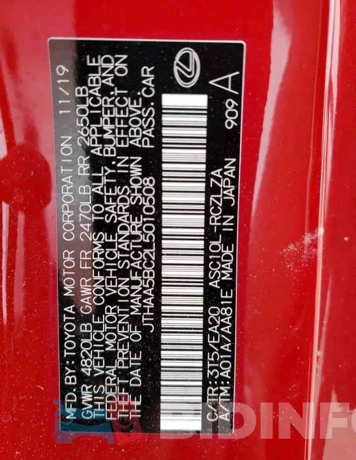 JTHAA5BC2L5010508 Photo# 13
