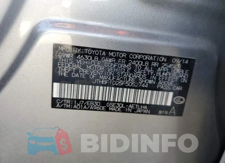 JTHBF1D25F5052744 Photo# 12