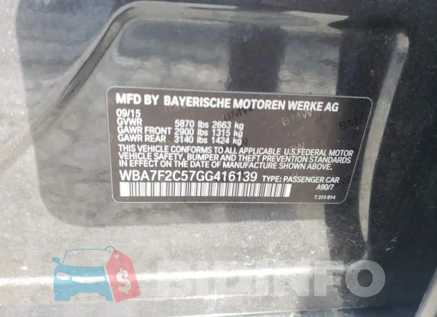 WBA7F2C57GG416139 Photo# 12