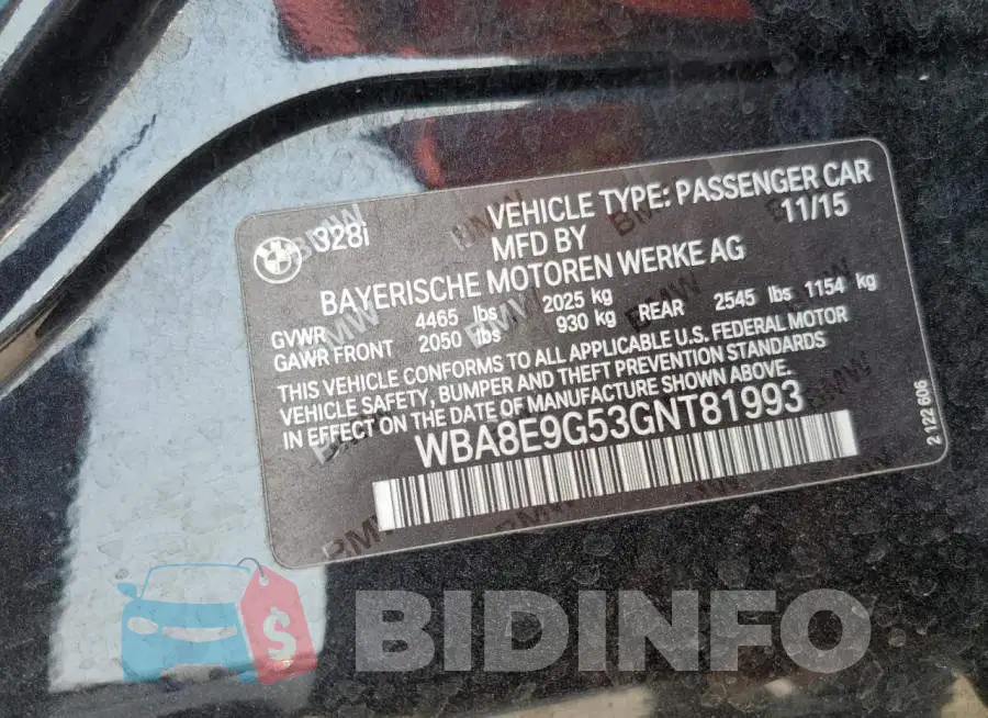 WBA8E9G53GNT81993 Photo# 12