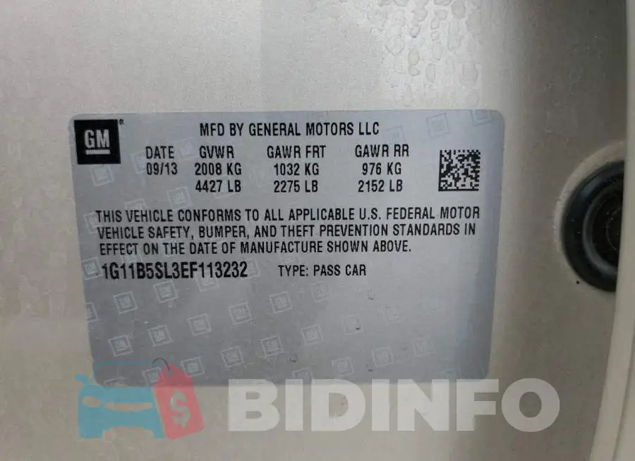 1G11B5SL3EF113232 Photo# 13