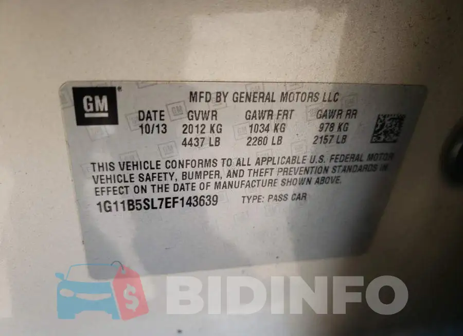 1G11B5SL7EF143639 Photo# 12