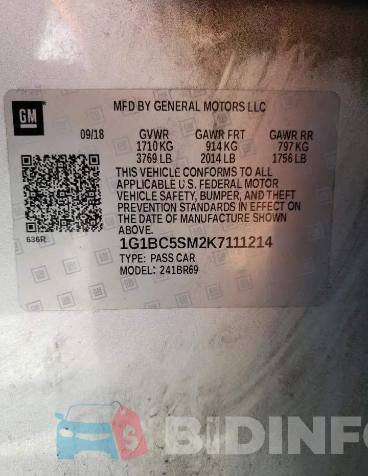 1G1BC5SM2K7111214 Photo# 12