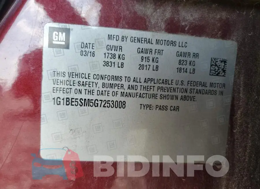 1G1BE5SM5G7253008 Photo# 12