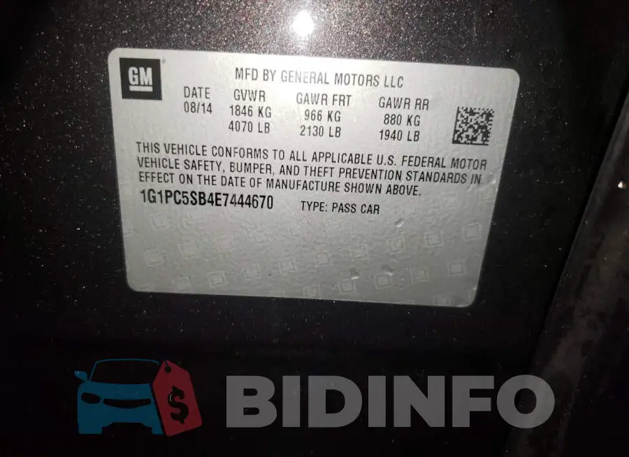 1G1PC5SB4E7444670 Photo# 12