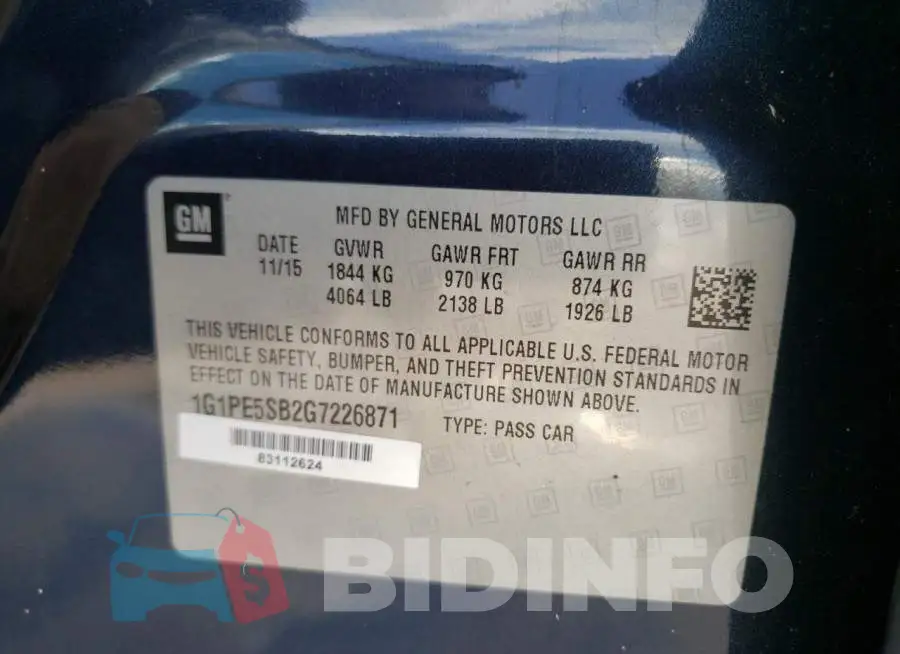 1G1PE5SB2G7226871 Photo# 13