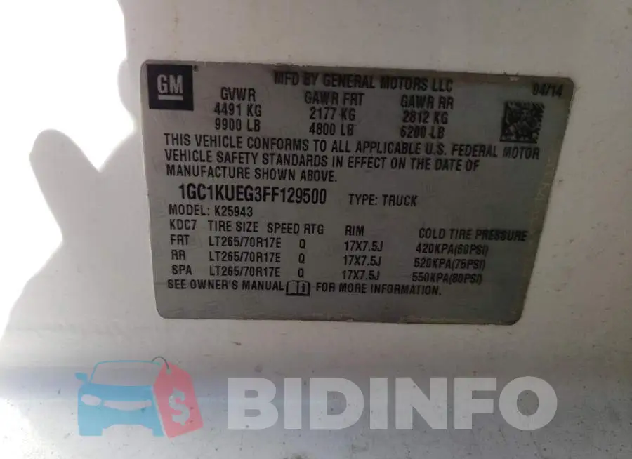 1GC1KUEG3FF129500 Photo# 12