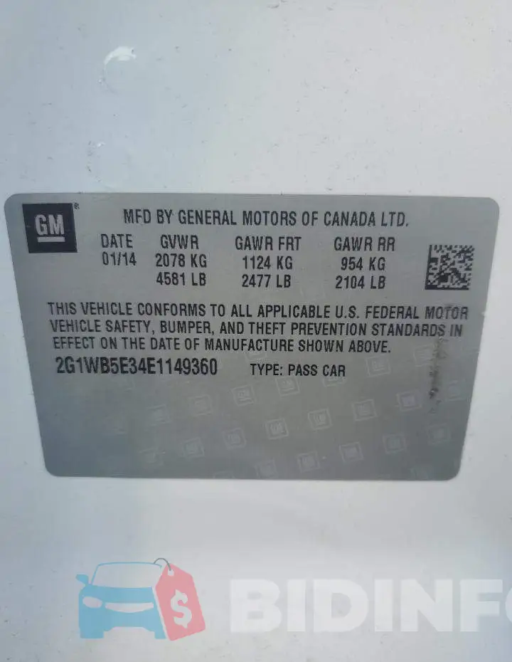 2G1WB5E34E1149360 Photo# 12