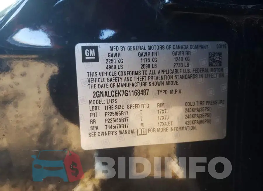 2GNALCEK7G1168487 Photo# 10