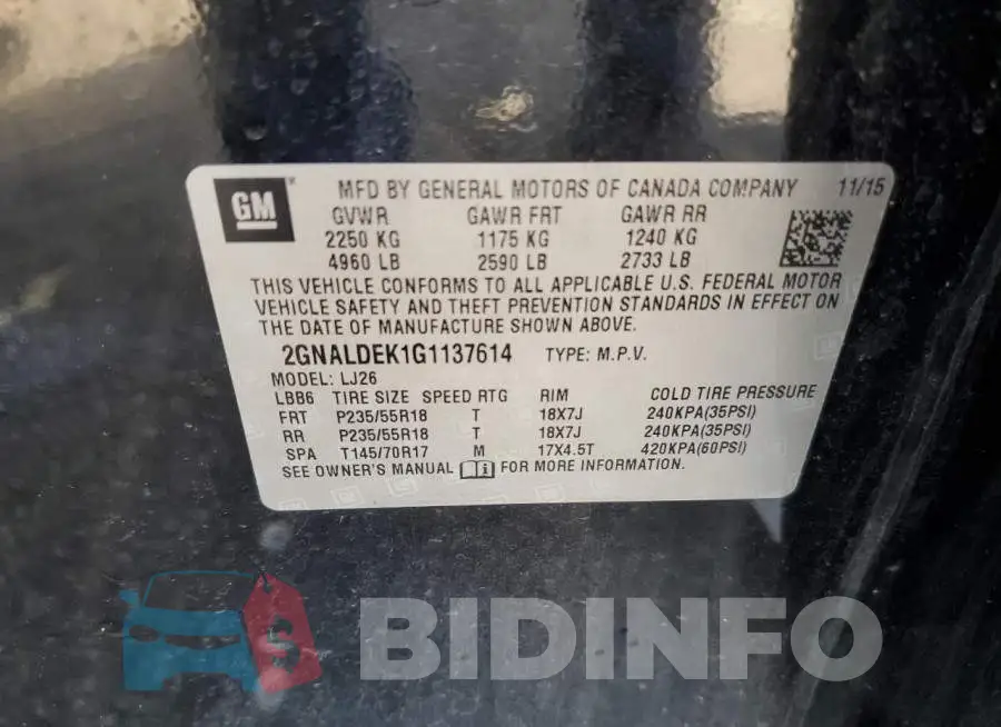 2GNALDEK1G1137614 Photo# 14