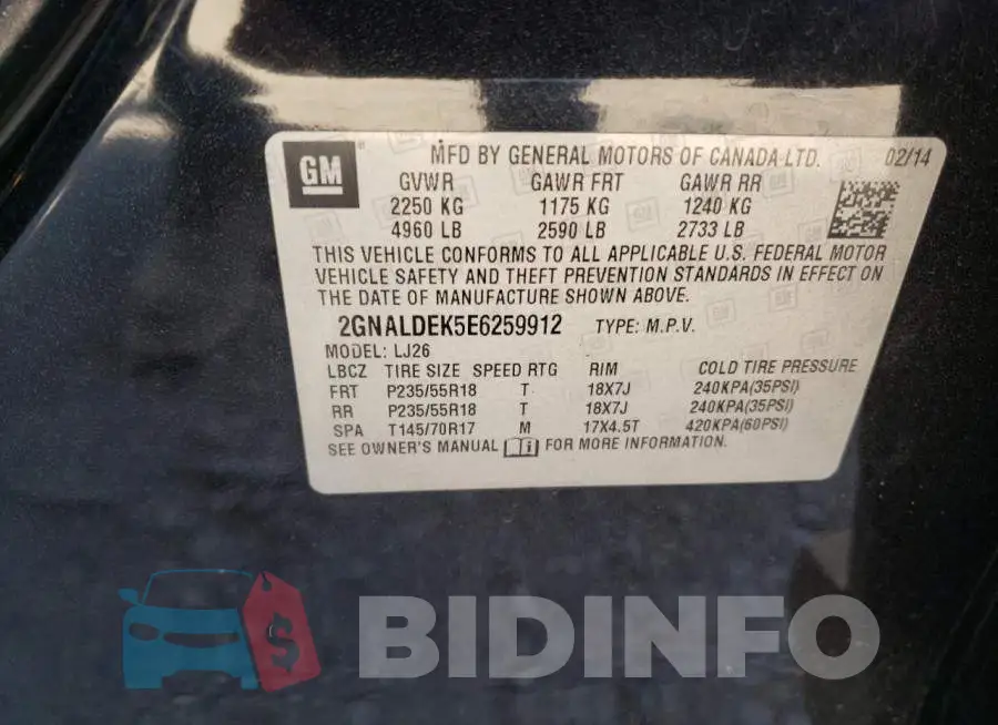 2GNALDEK5E6259912 Photo# 12