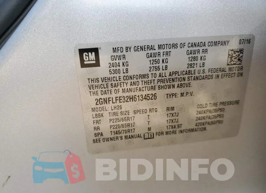 2GNFLFE32H6134526 Photo# 14