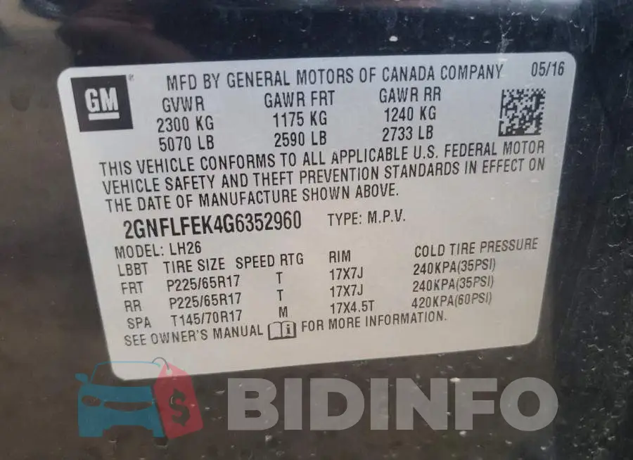 2GNFLFEK4G6352960 Photo# 12