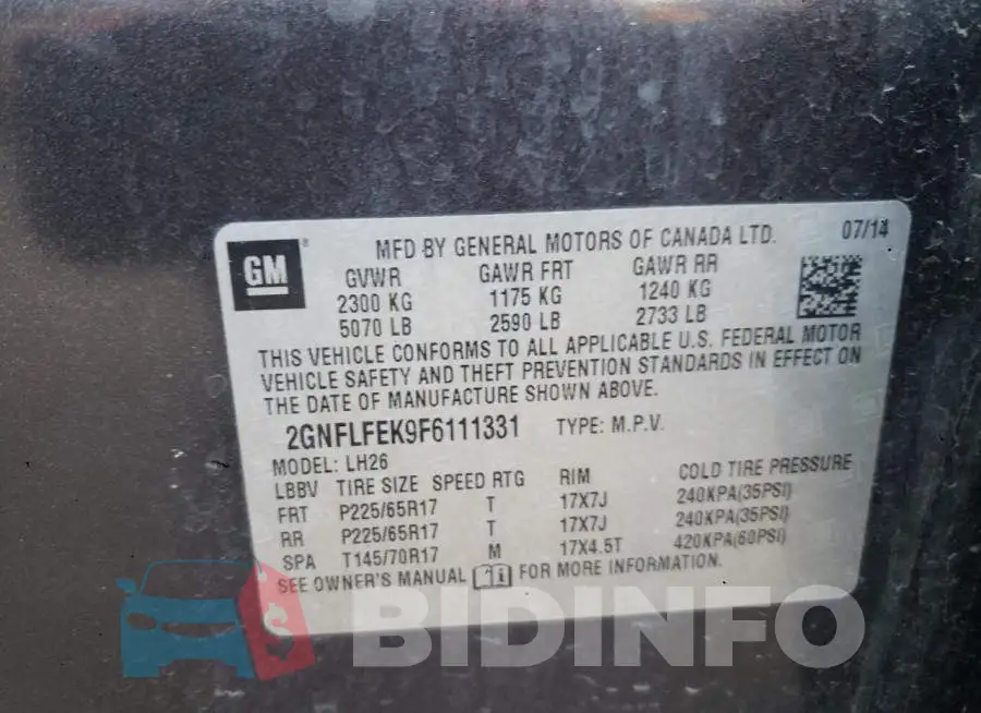 2GNFLFEK9F6111331 Photo# 12