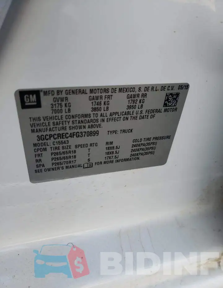 3GCPCREC4FG370899 Photo# 12