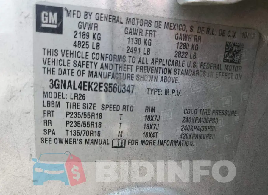 3GNAL4EK2ES560347 Photo# 13